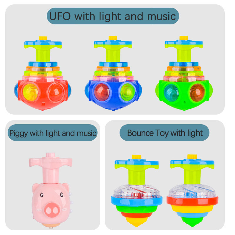 4039 Flashing Spinning UFO Top - Kids LED Gyroscope Toy