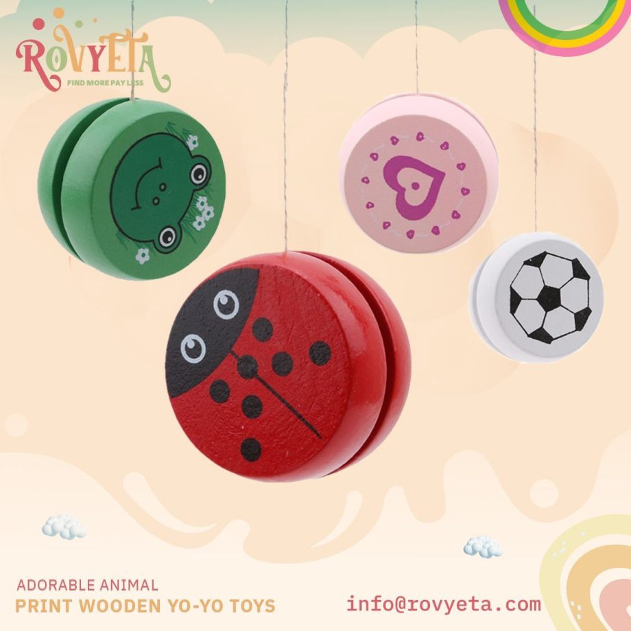 Adorable Animal Print Wooden Yo-Yo Toys