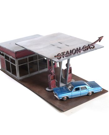 7040 cimhum Wooden Model Gas Station Building