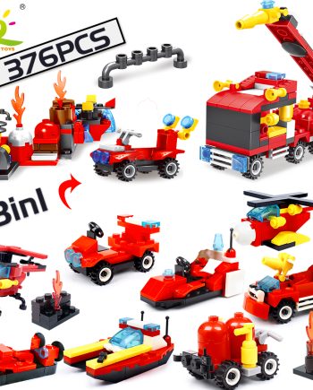 7243 8iqazw Fire Fighting Trucks Set – Build Your Own Fire Brigade