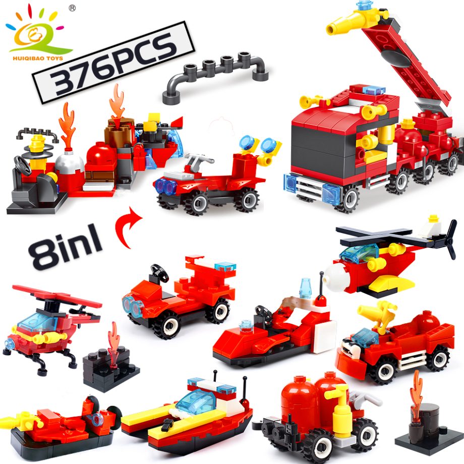 7243 8iqazw Fire Fighting Trucks Set – Build Your Own Fire Brigade